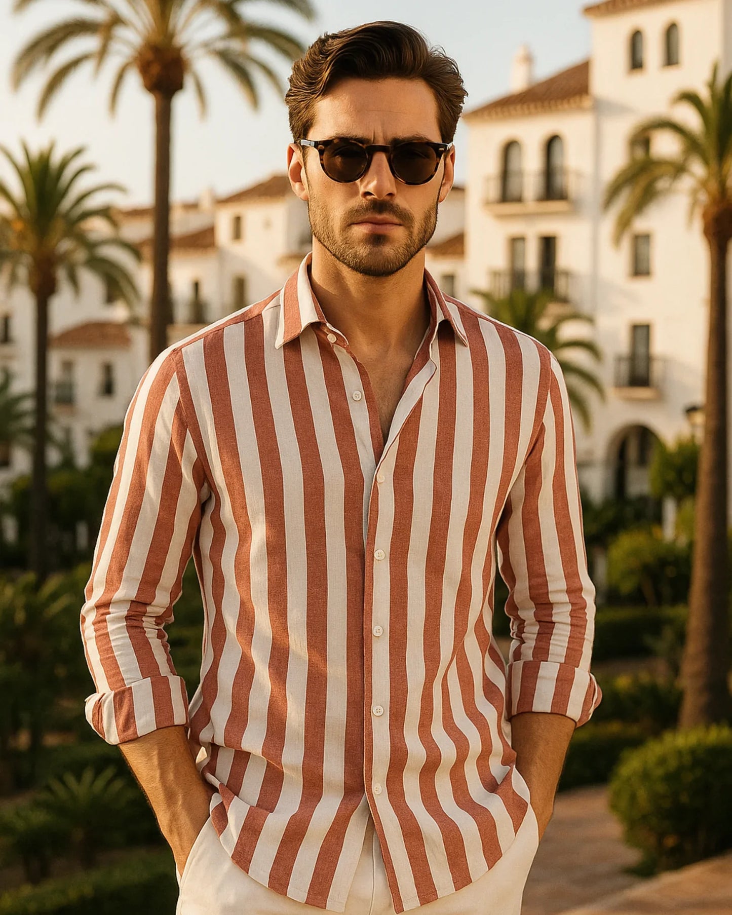 Marek – Lniana Koszula Czerwono-Biała