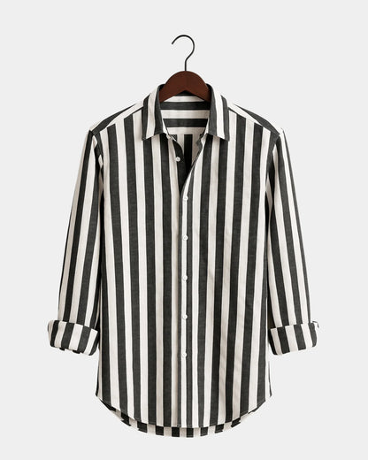 Krzysztof – Lniana Koszula Czarno-Biała