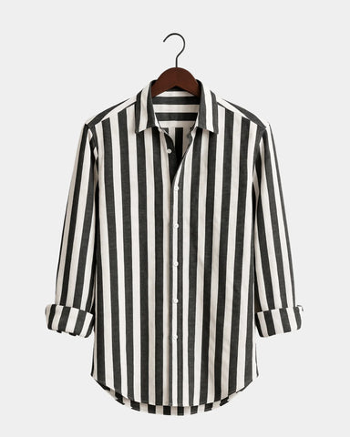 Krzysztof – Lniana Koszula Czarno-Biała