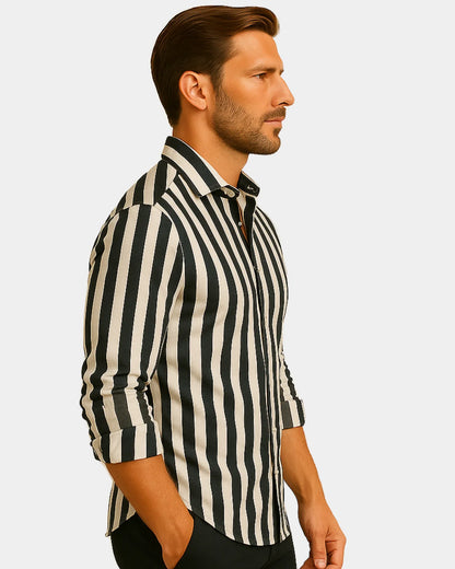 Krzysztof – Lniana Koszula Czarno-Biała