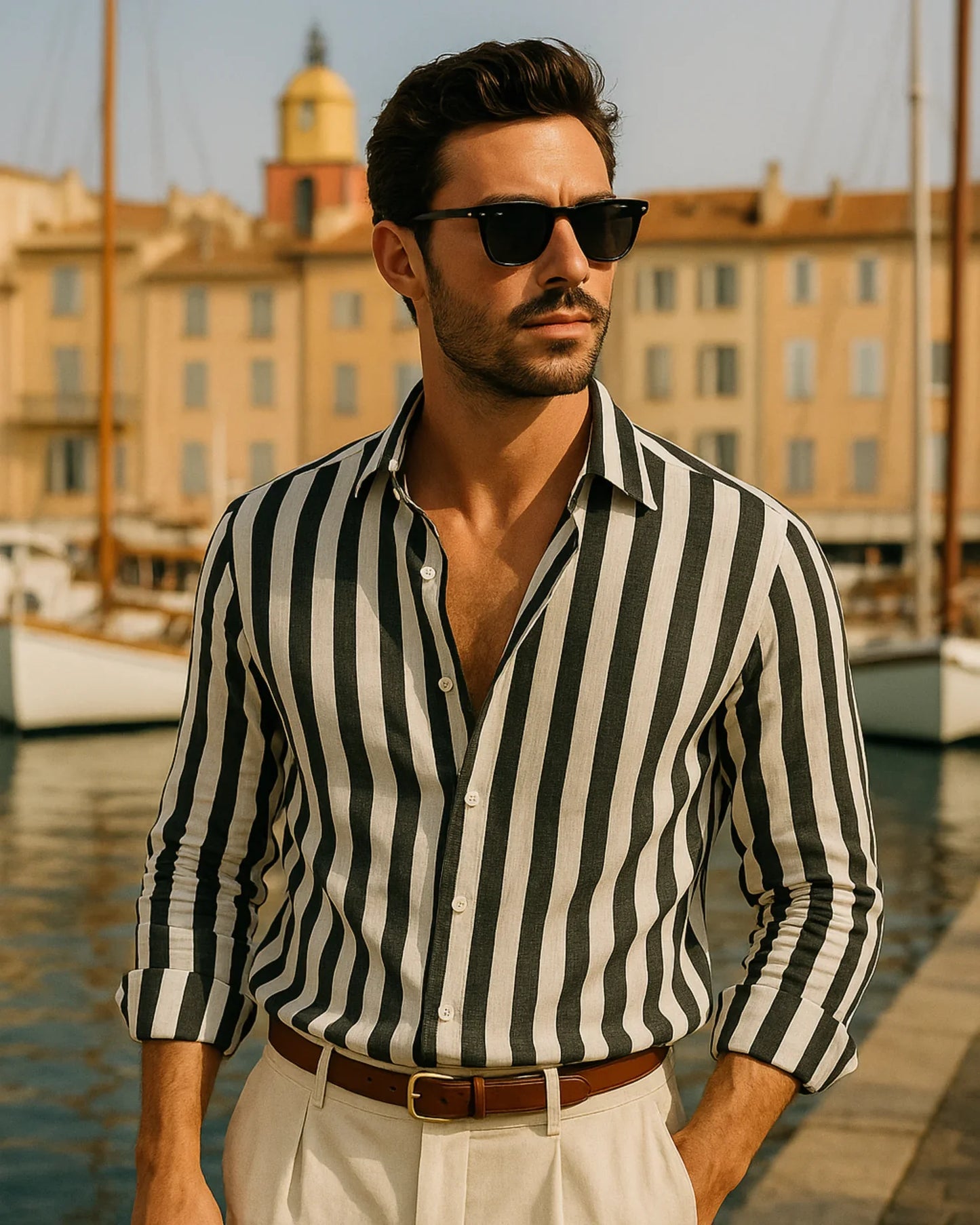 Krzysztof – Lniana Koszula Czarno-Biała