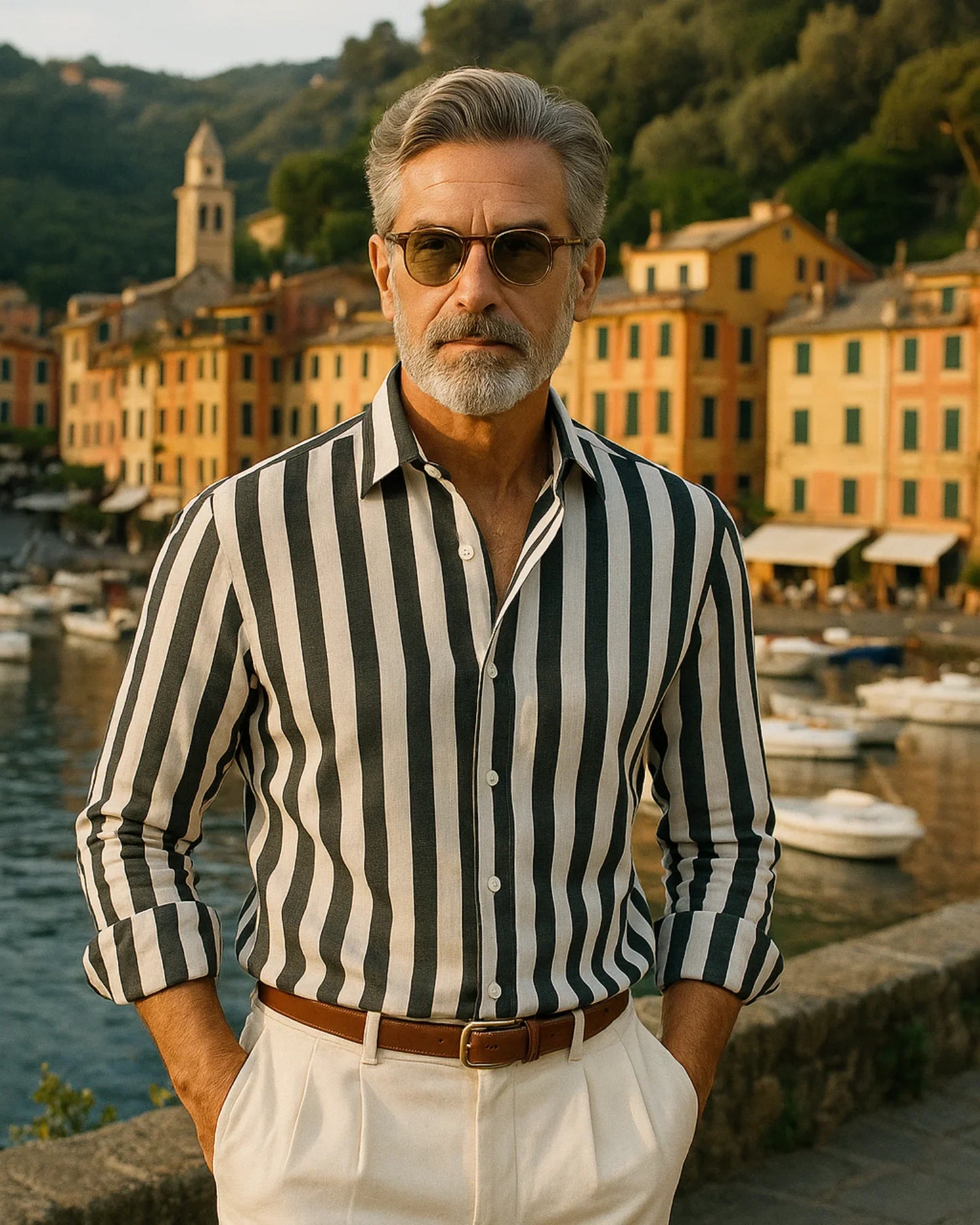 Krzysztof – Lniana Koszula Czarno-Biała