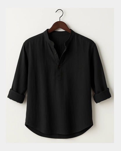 Marek – Lniana Koszula Czarna