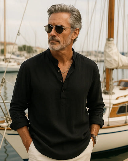 Marek – Lniana Koszula Czarna