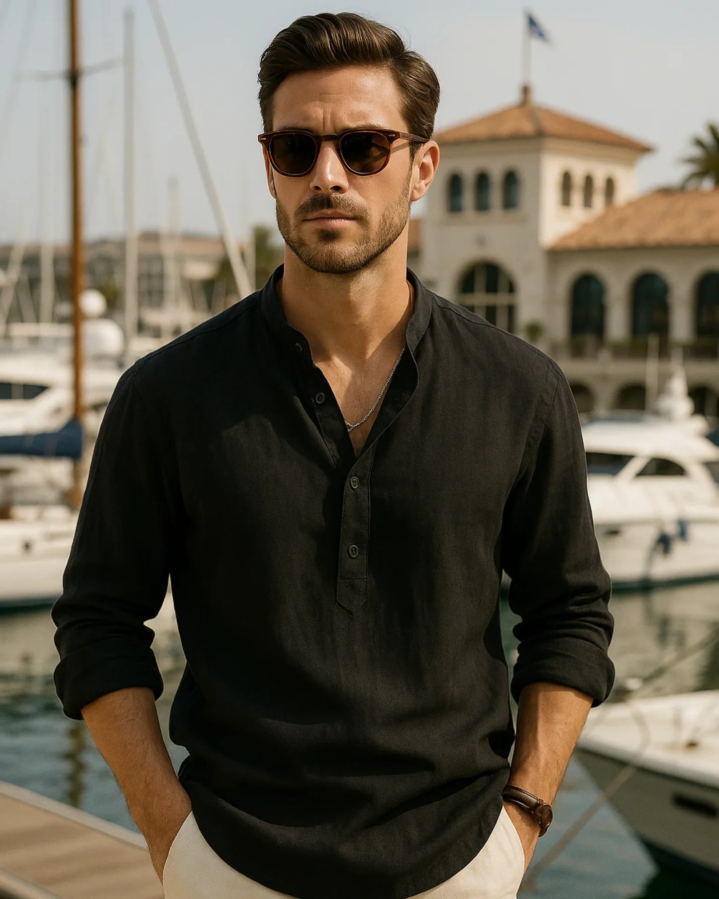 Marek – Lniana Koszula Czarna