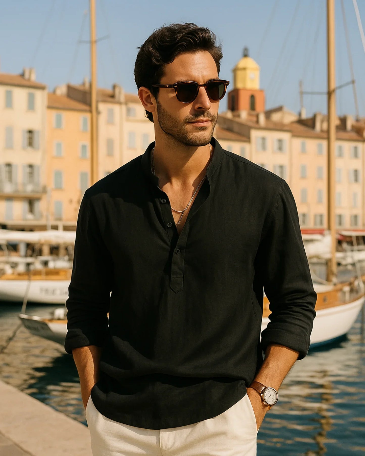 Marek – Lniana Koszula Czarna