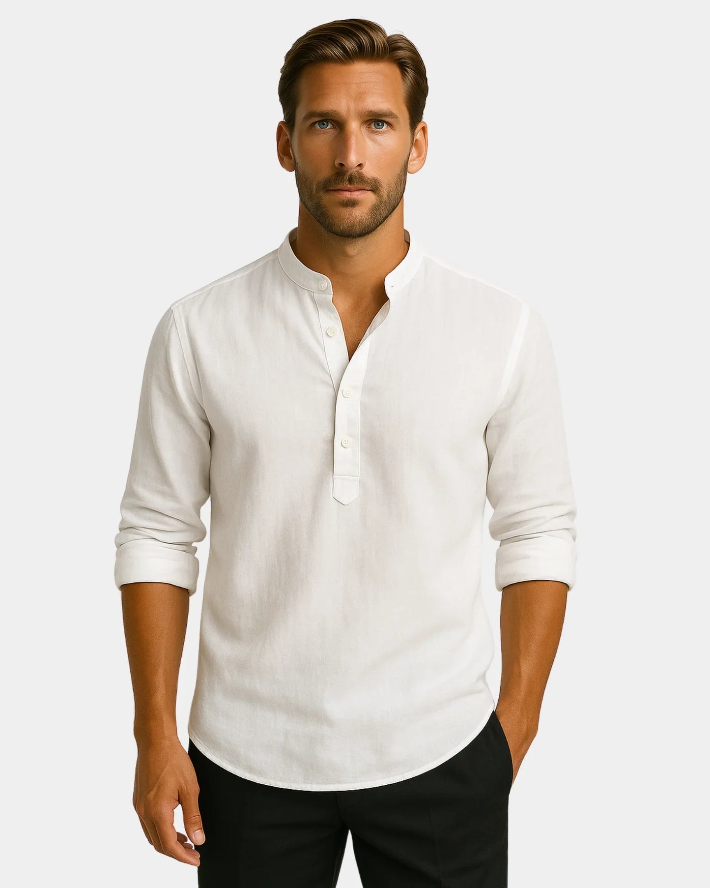 Maksym – Biała Koszula z Lnu