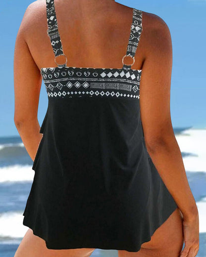 Klasyczne tankini z geometrycznym nadrukiem