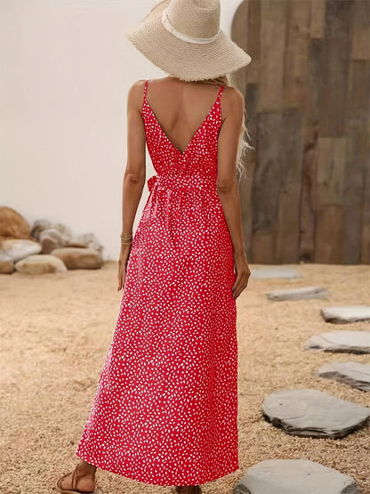 Klaudia – Niebieska Sukienka Maxi Z Rozcięciem