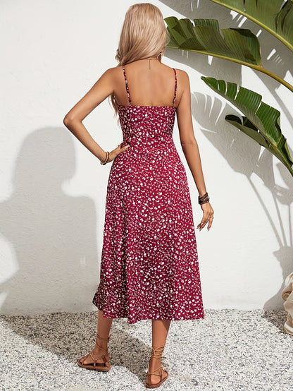 Klaudia – czarno-biała sukienka w kwiaty z odkrytymi ramionami