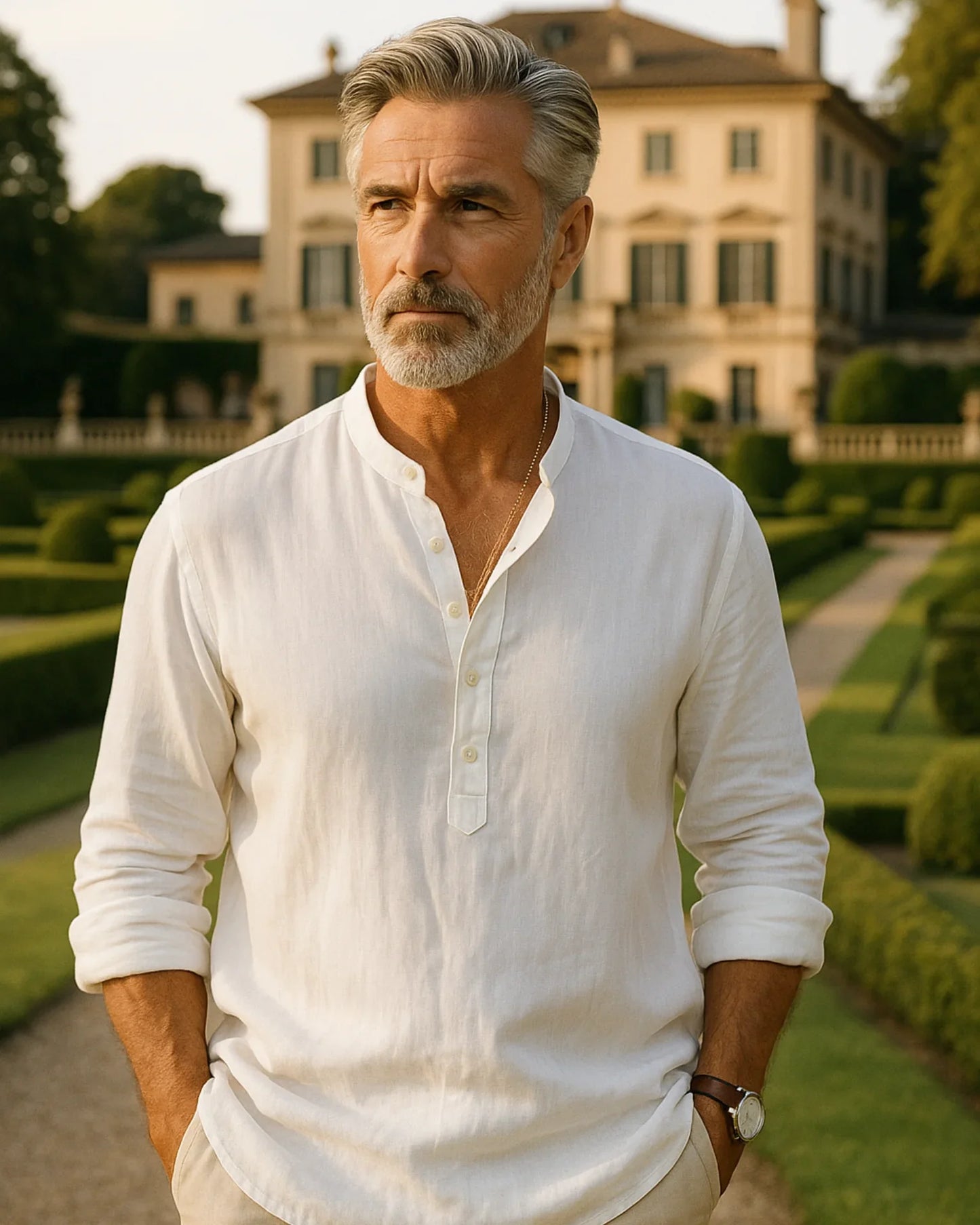 Maksym – Biała Koszula z Lnu