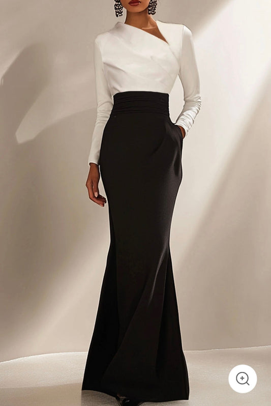 Valencia | Elegancka sukienka maxi z długimi rękawami
