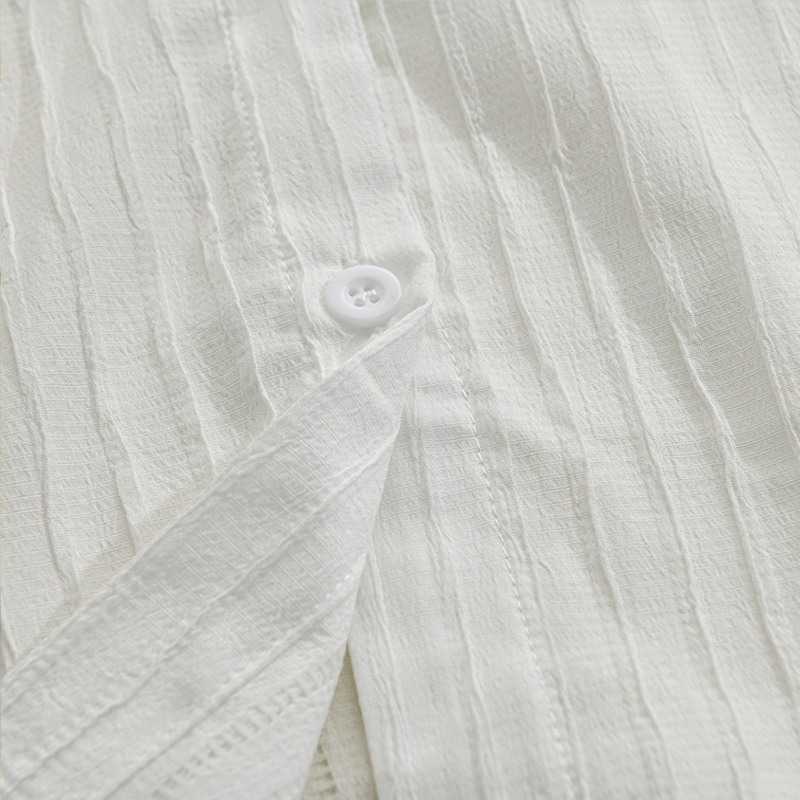 Męska koszula z długim rękawem i jednolitym kolorem, w paski