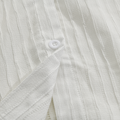 Męska koszula z długim rękawem i jednolitym kolorem, w paski