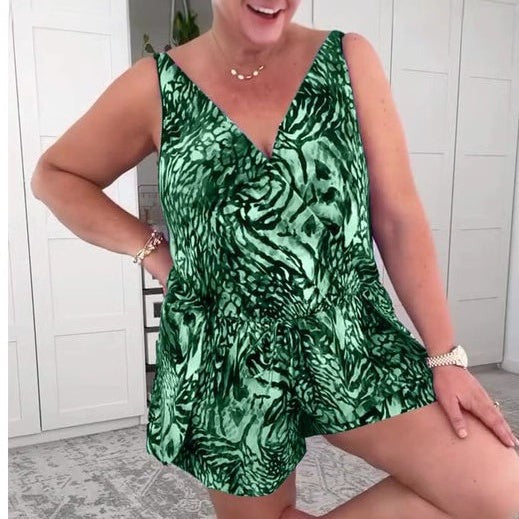 Marit – Sukienka plażowa bez rękawów z nadrukiem