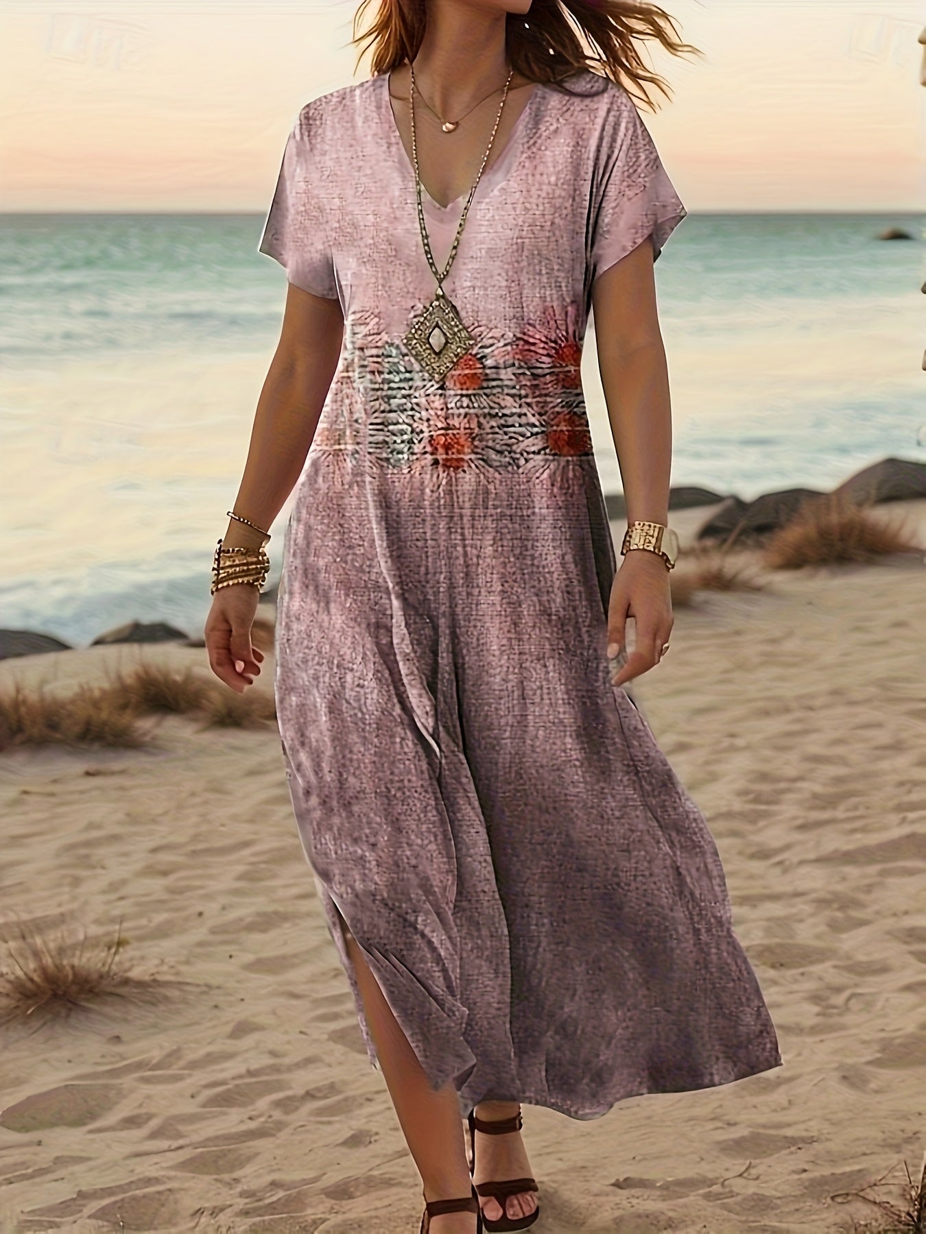 Renata – Sukienka Maxi W Tropikalny Print