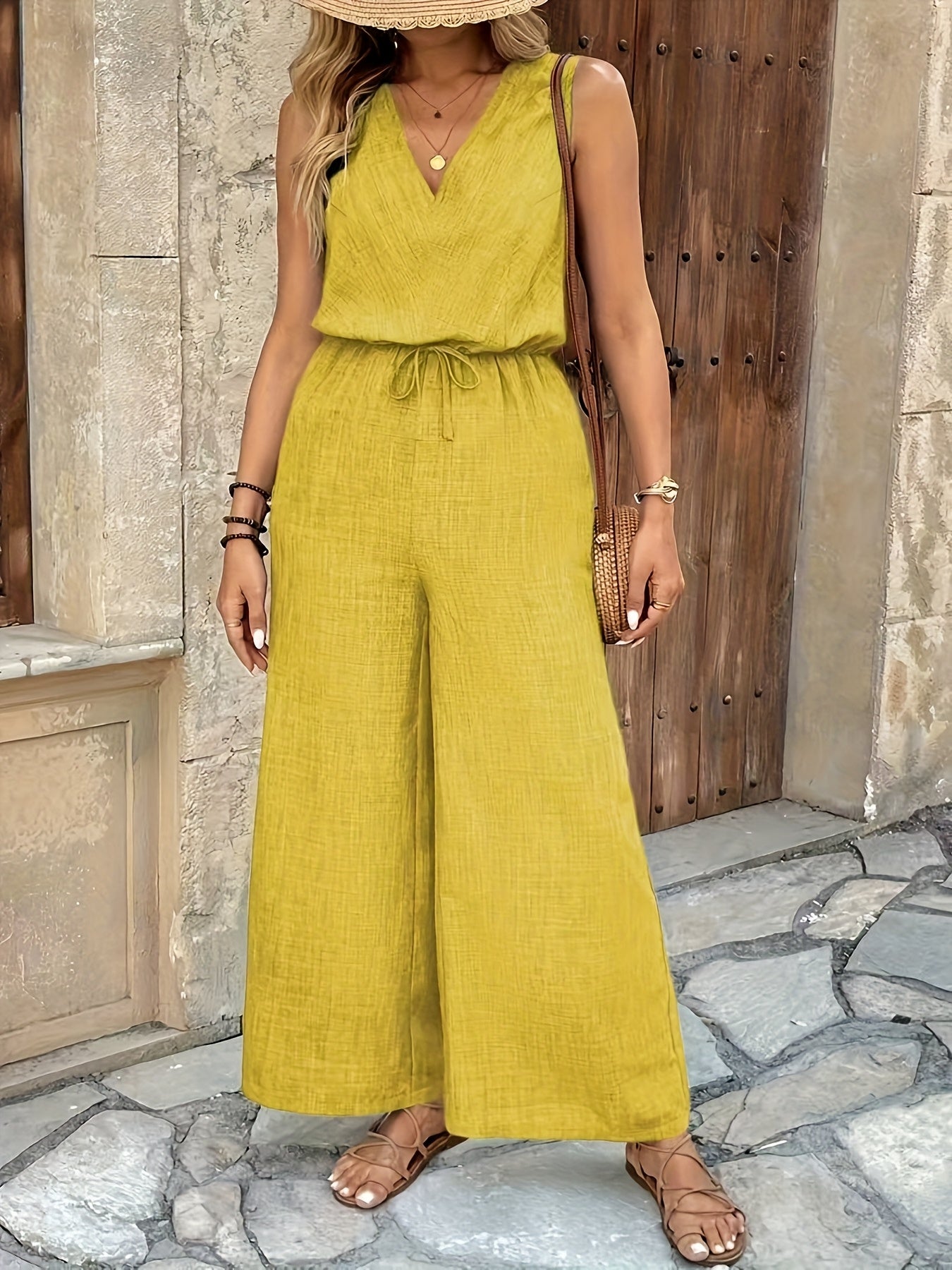 Laura - Kombinezon Jednokolorowy Żółty