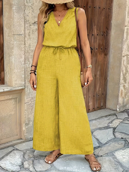Laura - Kombinezon Jednokolorowy Żółty