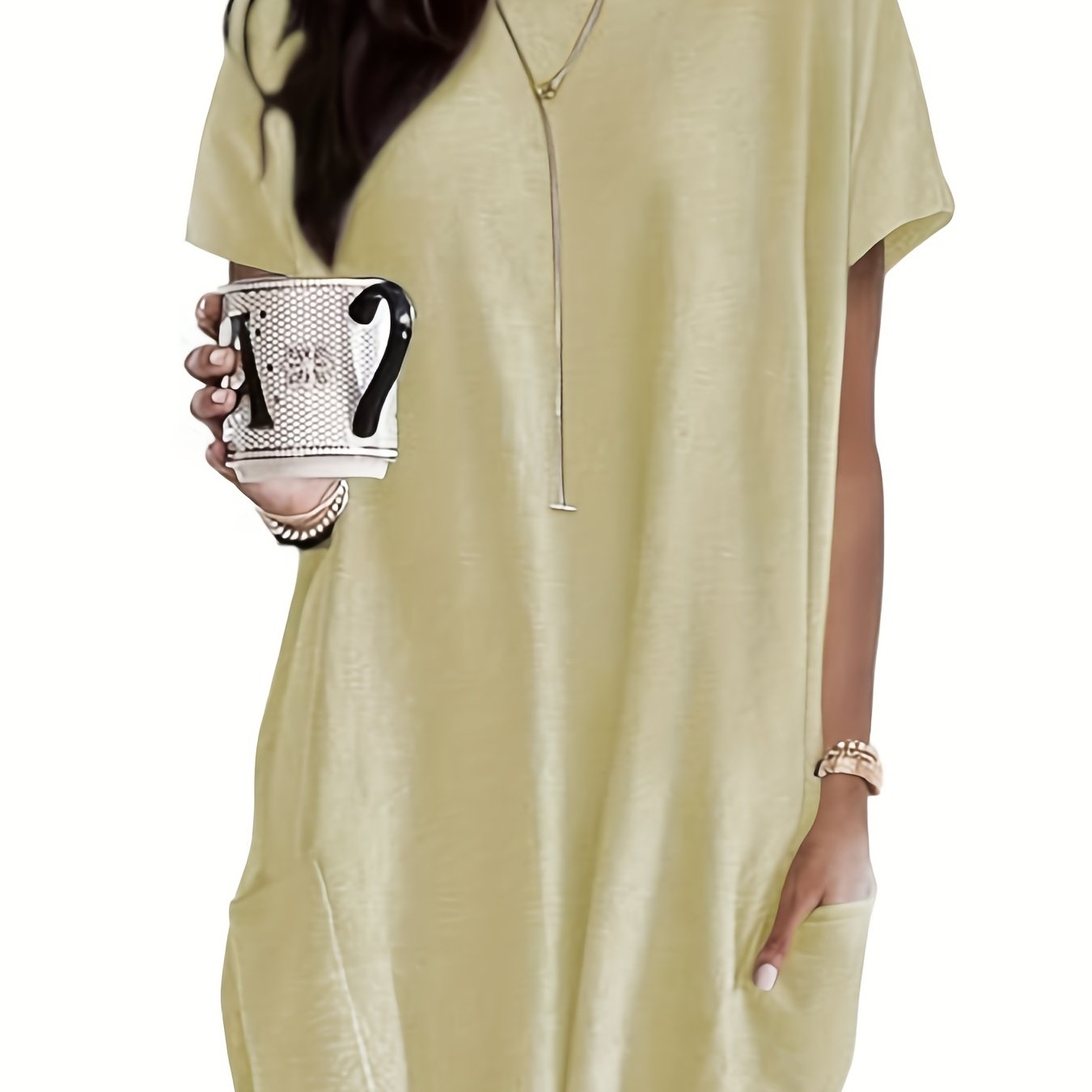 Karina – Luźna Koszulka Plus Size Z Kieszeniami