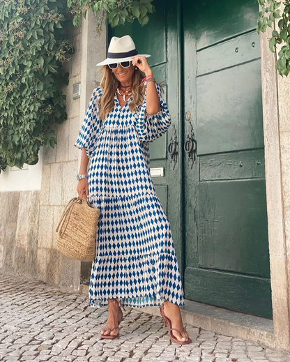 Cecylia | Bawełniana sukienka boho maxi