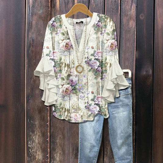 Dakota™ - Luźna bluzka w kwiaty w stylu vintage