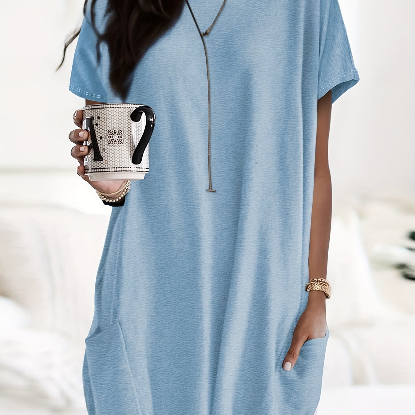 Karina – Luźna Koszulka Plus Size Z Kieszeniami