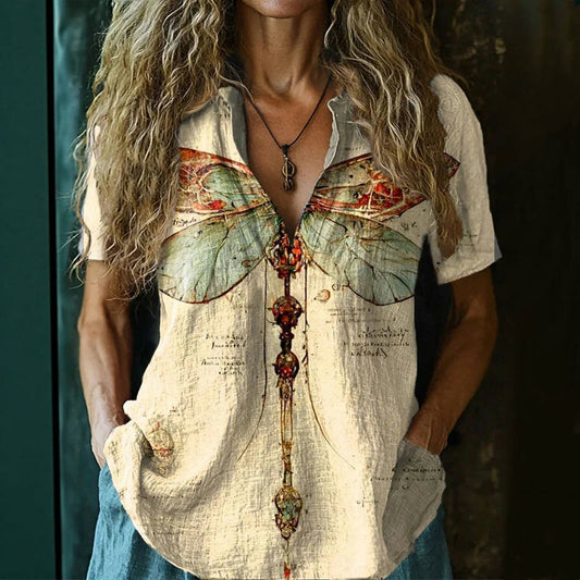 Lilou™ - Luźna bluzka w stylu vintage o niewymaganym stylu