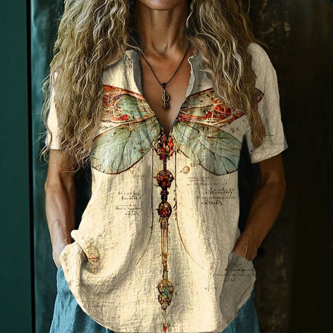 Lilou™ - Luźna bluzka w stylu vintage o niewymaganym stylu