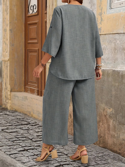 Elżbieta - Garnitur Plus Size z Guzikami