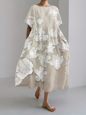 MAYLORA - Elegancka sukienka z kwiatowym nadrukiem