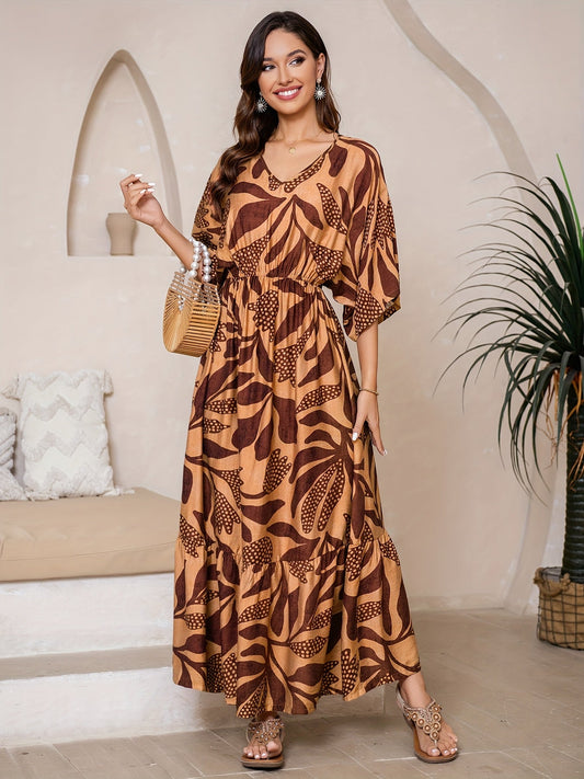 Iwona – Sukienka Maxi Z Rękawami Batwing