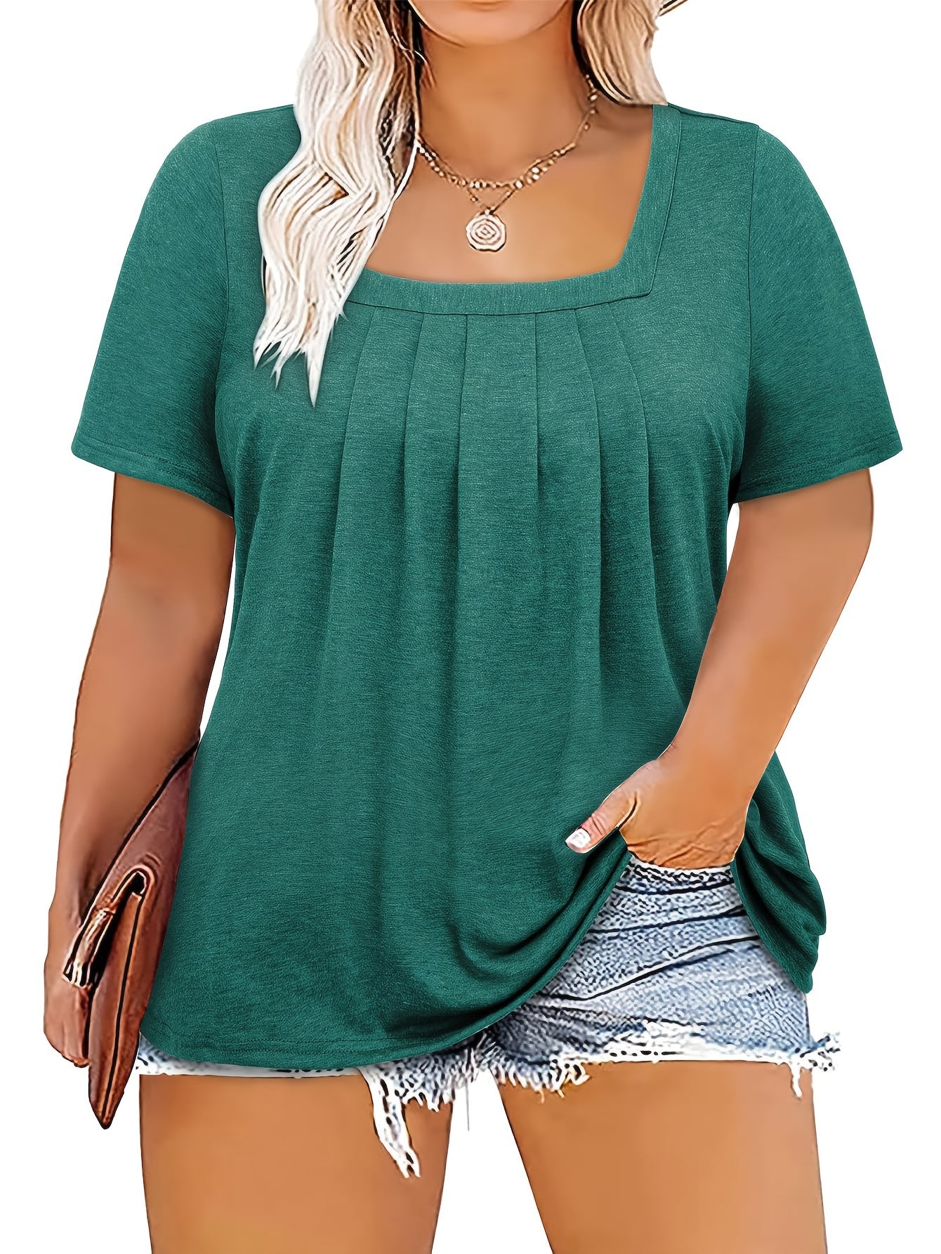 Karina – Plus Size Bluzka Kwadratowy Dekolt