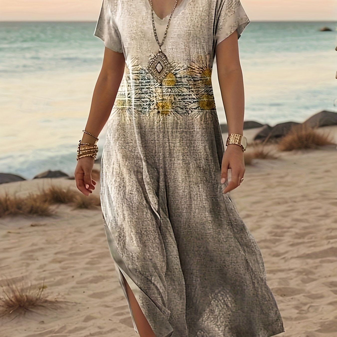 Renata – Sukienka Maxi W Tropikalny Print