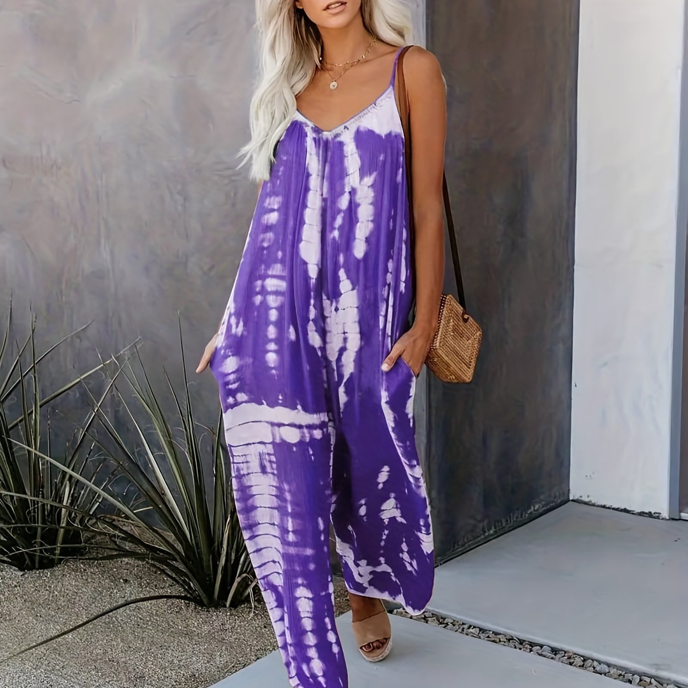 Bianka - Kombinezon Tie-Dye Na Ramiączkach