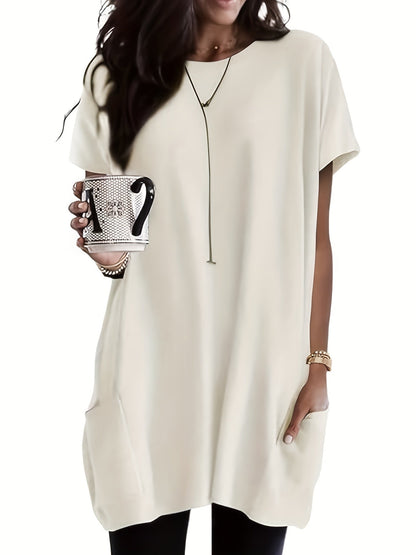 Karina – Luźna Koszulka Plus Size Z Kieszeniami