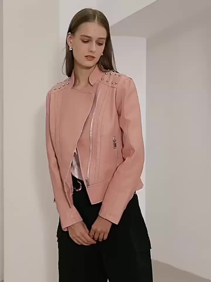 Bożena / Casualowa Damska Kurtka Ze Stójką I Ćwiekami