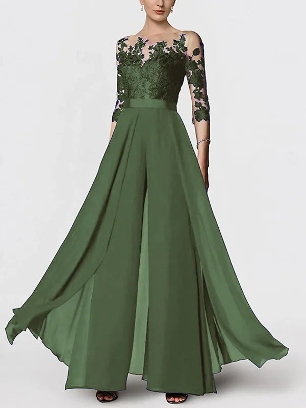 Kombinezon z Koronki w Jednolitym Kolorze z Okrągłym Dekoltem