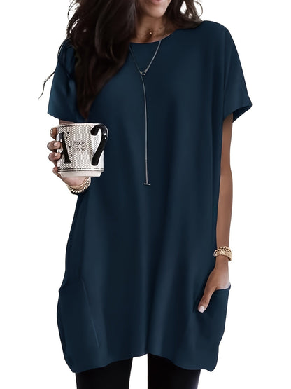 Karina – Luźna Koszulka Plus Size Z Kieszeniami