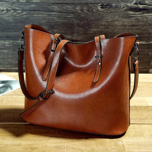 Waleria | Klasyczna skórzana torebka na ramię vintage