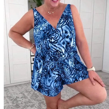 Marit – Sukienka plażowa bez rękawów z nadrukiem