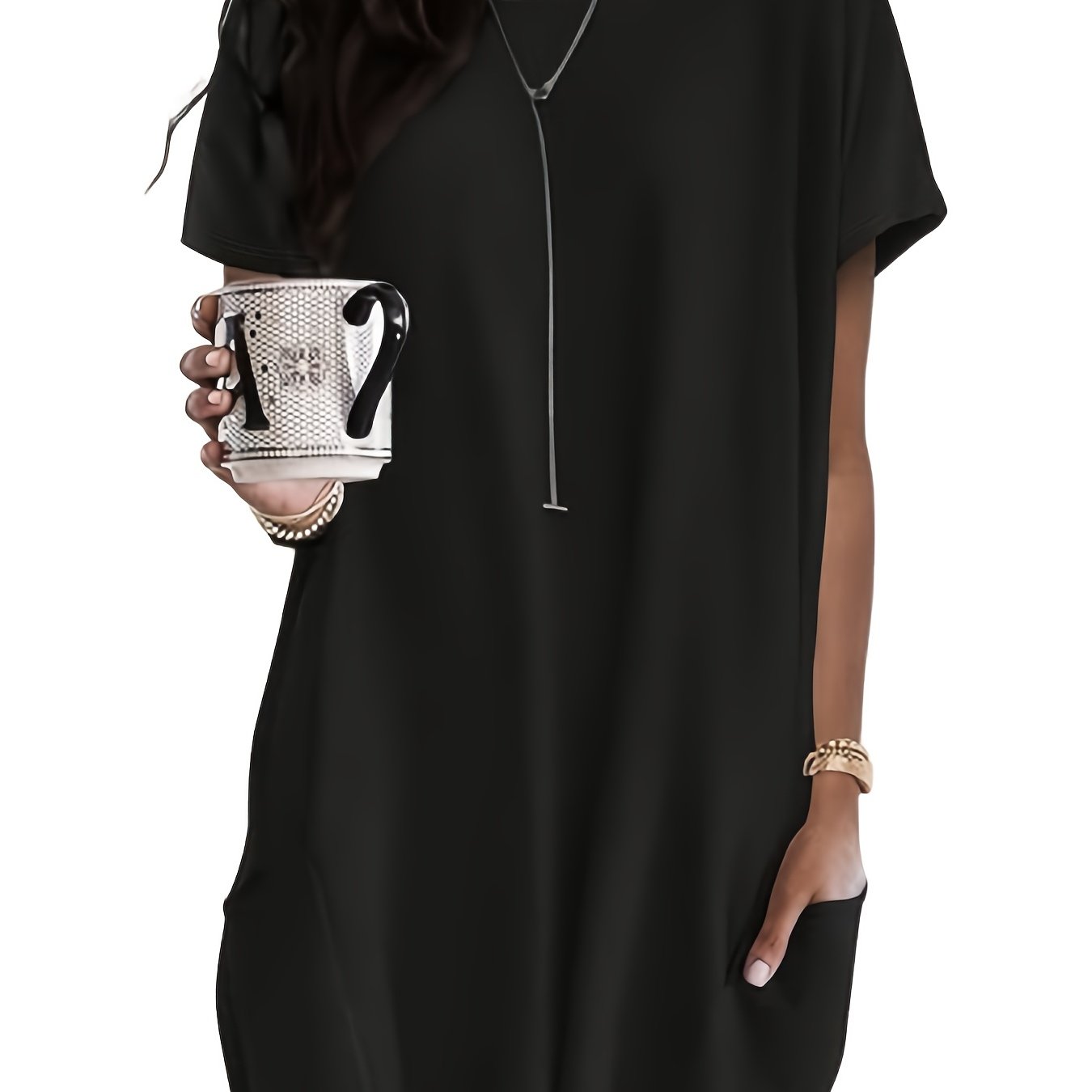 Karina – Luźna Koszulka Plus Size Z Kieszeniami