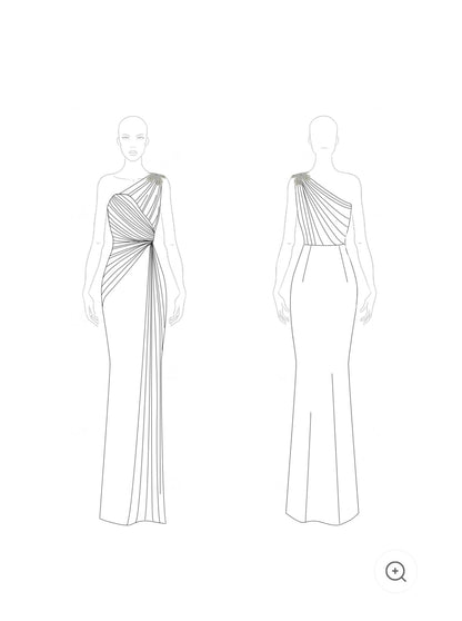 Selene | Elegancka suknia wieczorowa na jedno ramię w kolorze zielonym