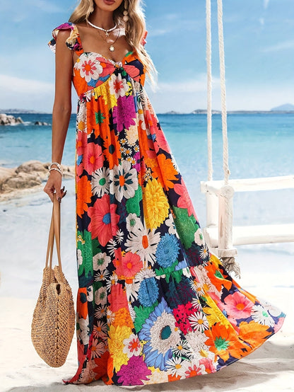 Kinga – Błyszcząca Sukienka Maxi Z Odsłoniętymi Ramionami