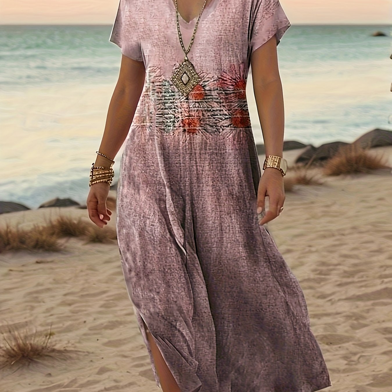 Renata – Sukienka Maxi W Tropikalny Print