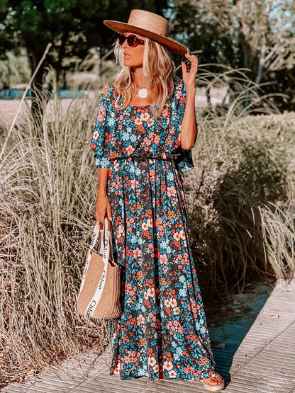 Agata – Sukienka Plus Size Z Kwiatowym Nadrukiema