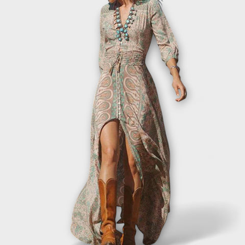 Luźna, boho, długa sukienka