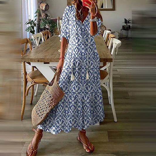 Wiesława – Długie sukienka boho z eleganckim, retro urokiem