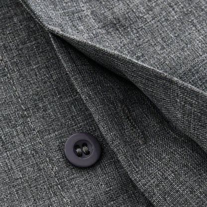 Męska koszula z krótkim rękawem i jednolitym kolorem, bawełniano-lniana, z klapami