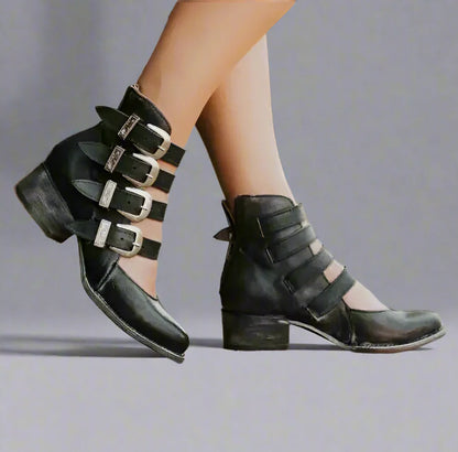 Zinnia | Vintage skórzane buty ze sprzączką