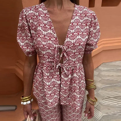 Liwia | Letni komplet casual z nadrukiem